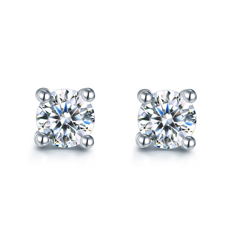 Platinum Ear Stud Women's Inlaid Moissanite Simple