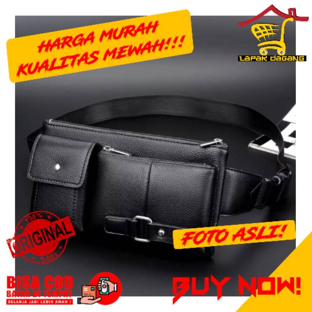 Tas Waistbag Selempang Pria Kulit Import Original Branded Murah