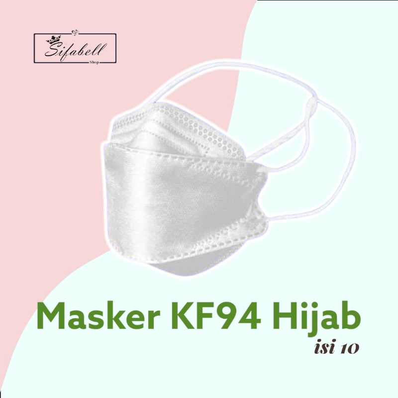 Masker KF94 Hijab Headloop 4ply Impor Korea 4D KF 94 Isi 10 Pcs