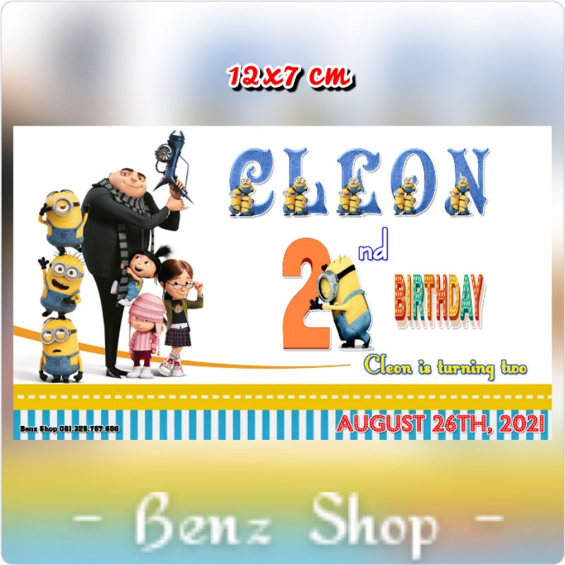 Stiker/Card Ultah/Ulang Tahun Minion (bisa request tema dan ukuran)
