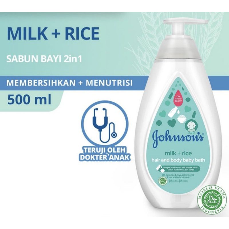 JOHNSON'S MILK+RICE HAIR AND BABY BATH 500ML - SABUN BAYI