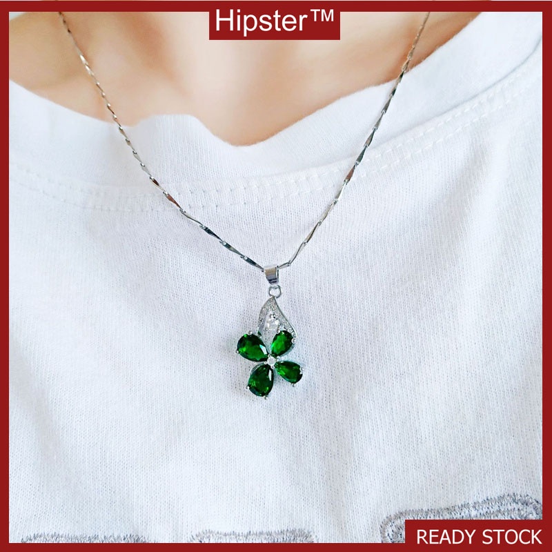 New Emerald Four-Leaf Clover Pendant Fashion Simple Clavicle Chain