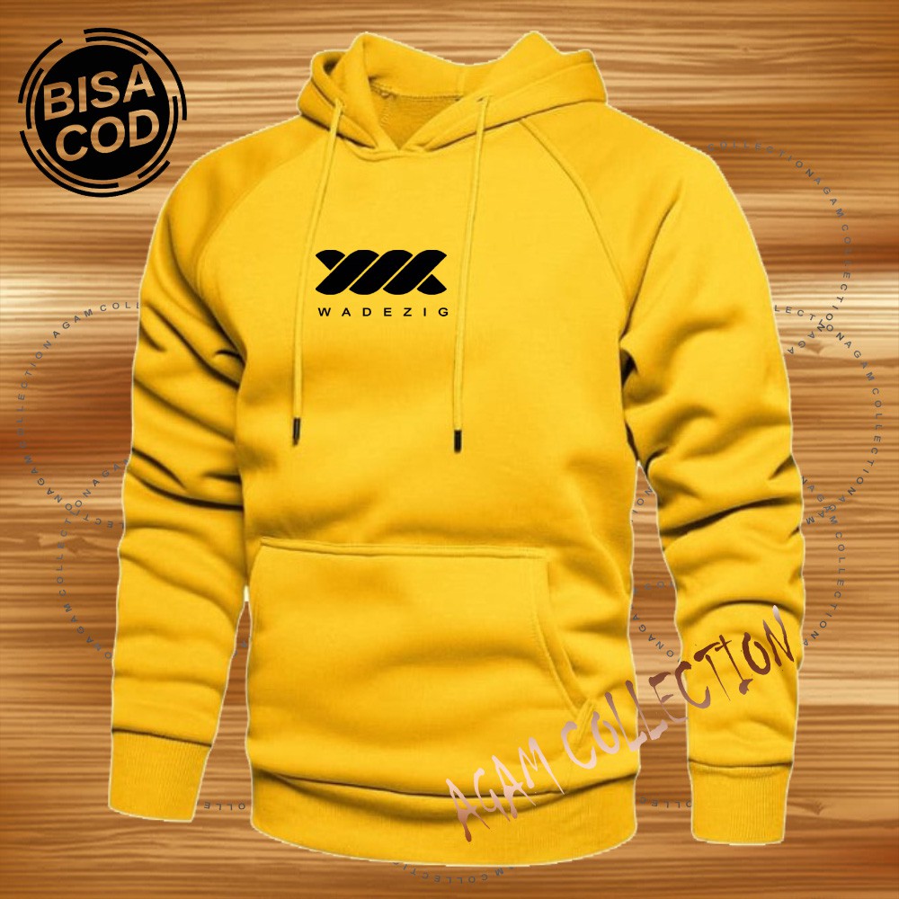 Agam collection Sweater Hoodie Distro Wadezi9 Premium Text Hitam Pria Wanita-Kuning
