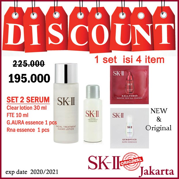 SK-II/SK2/SKII/SK II FACIAL TREATMENT ESSENCE 10+CLEAR LOTION 30+2 SER ISI PAKET ADA 4 PCS fte 10 ML