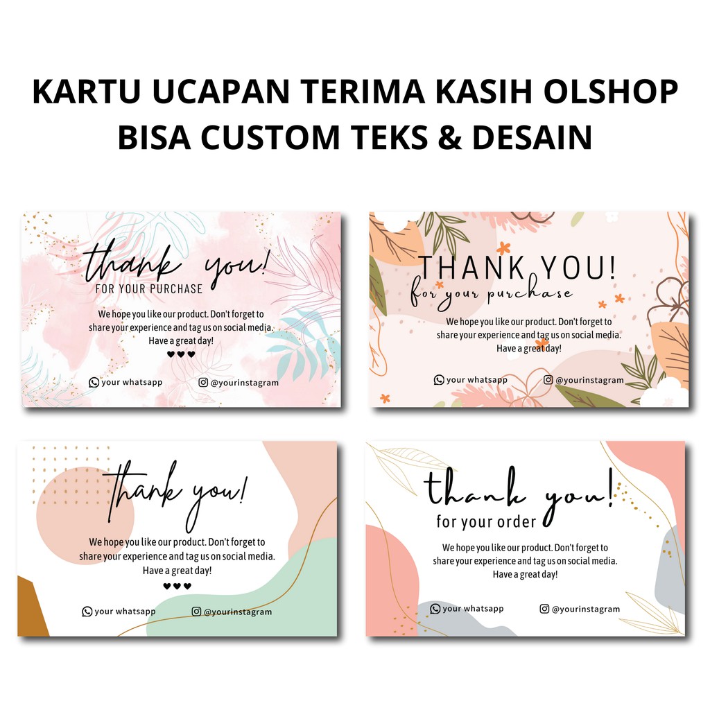 Jual 100 Pcs Kartu Ucapan Terima Kasih Thanks Card T Card Thank You Card Kartu 1469