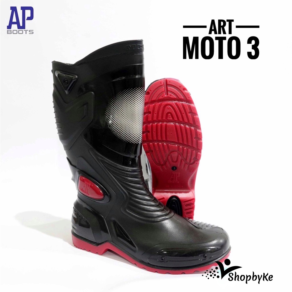 Sepatu Boots Karet merk AP Moto 3 Black/Red Size 38-45