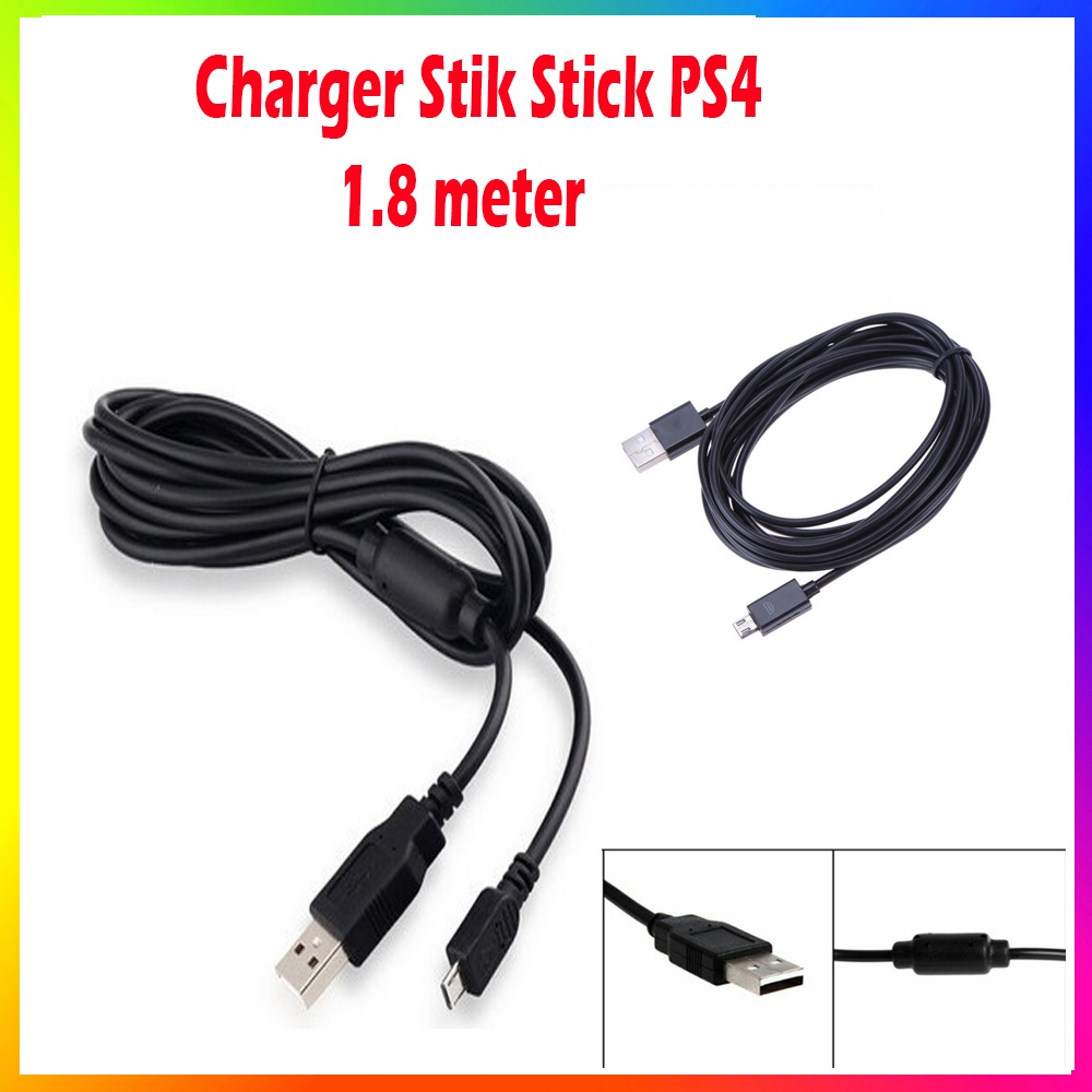 Charger Stik PS3 1.8m / PS3 3m / PS4 1.8m / PS4 3m / Kabel USB Charger Stik Stick PS4 Kabel Original FOXCONN