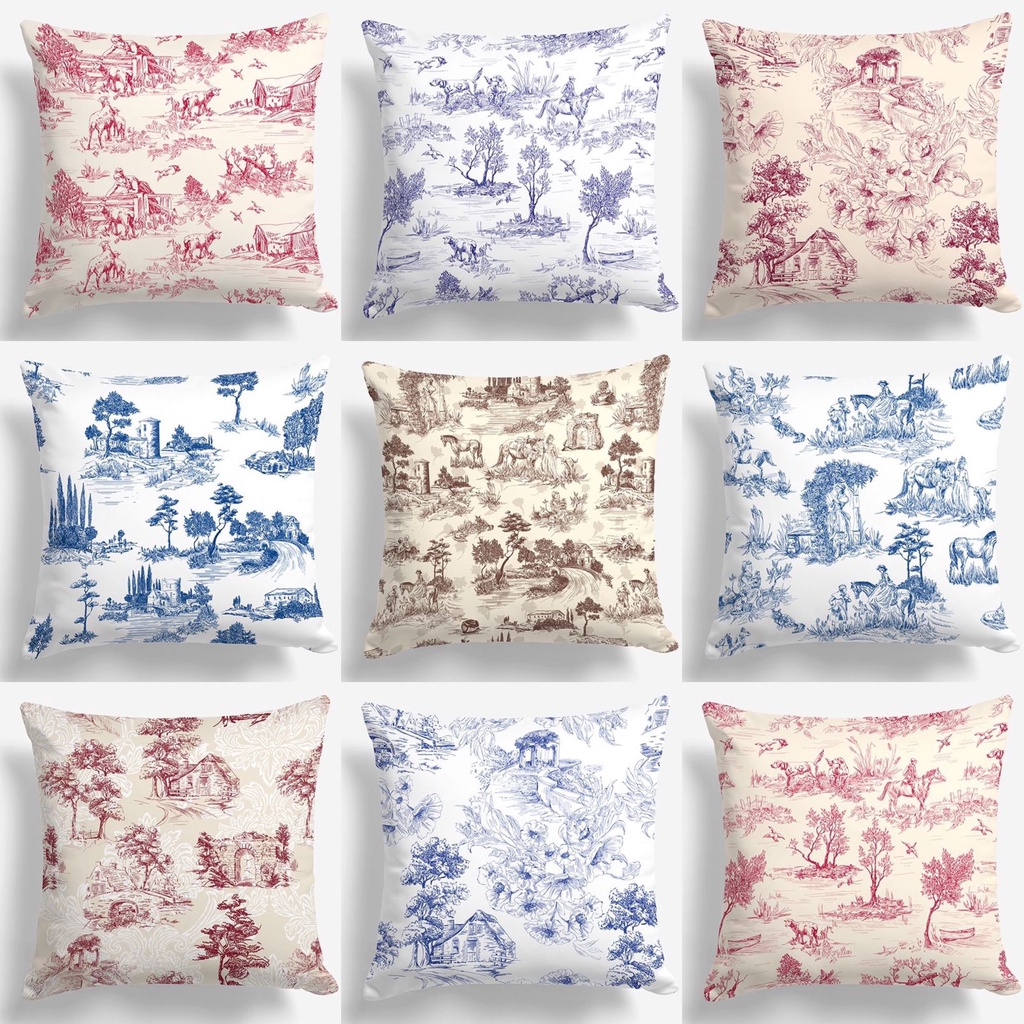 SARUNG Bantal Sofa Print Motif Classic De Jouy Klasik 40x40 cm