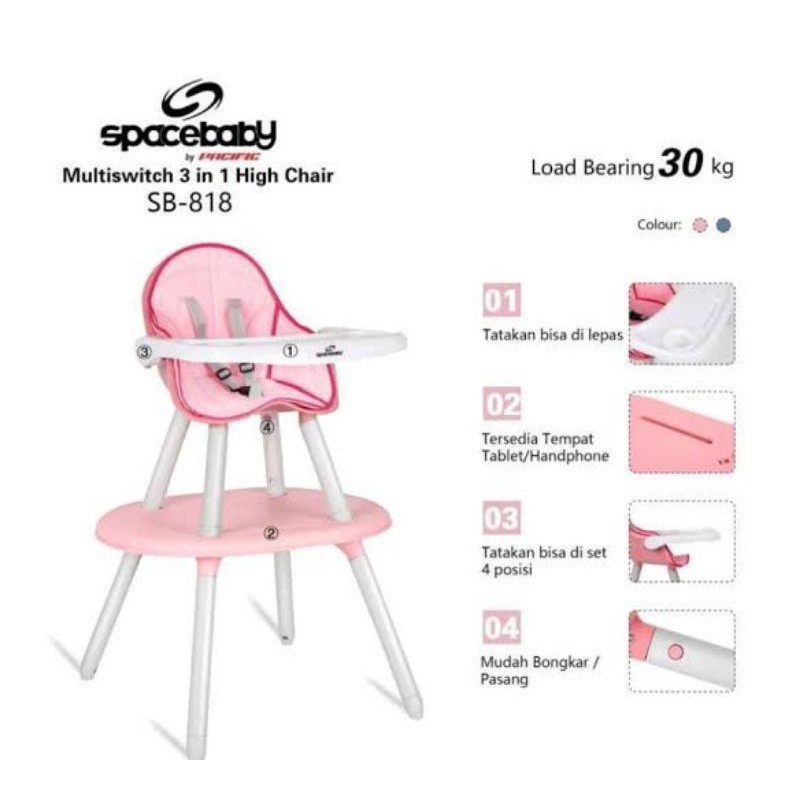 Kargo Baby High Chair Spacebaby SB818 Multiswitch 3 in 1 Kursi Makan Anak Bayi Balita By Pacific-5