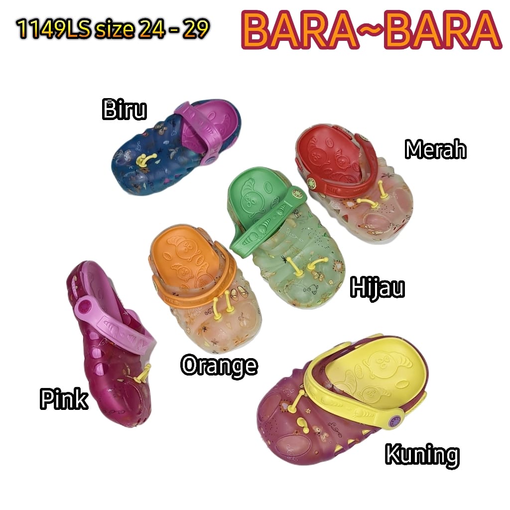 Jelly shoes anak cewek perempuan bara bara sepatu karet import size 24 - 29 barabara 1149LS