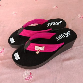 ANUR-sandal anak perempuan wedges spon pariasi anting tinggi 4 cm