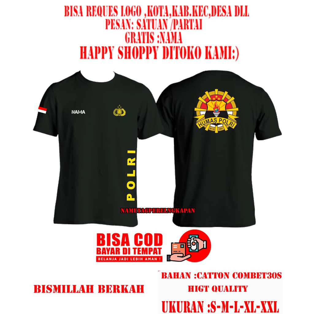 Kaos Humas Polri Lengan Pendek / Lengan Panjang |Bahan Combet30s