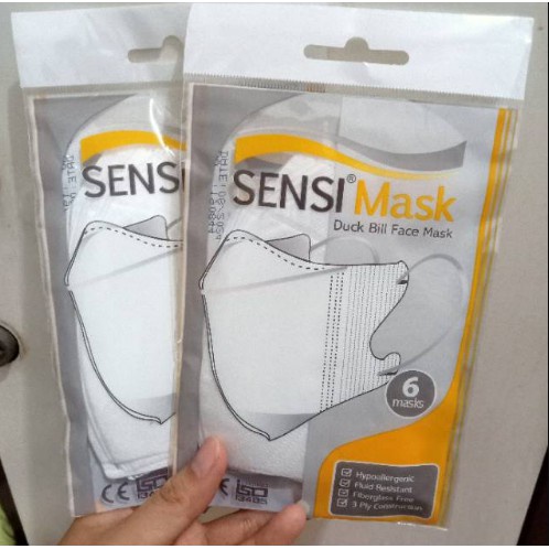 Masker Medis Face Mask 3 Ply Sensi Masker Duckbill Original Putih Dewasa Isi 3 dan 6