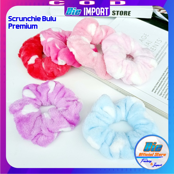 Ikat Rambut Scrunchie Korea Bulu Halus Impor Premium