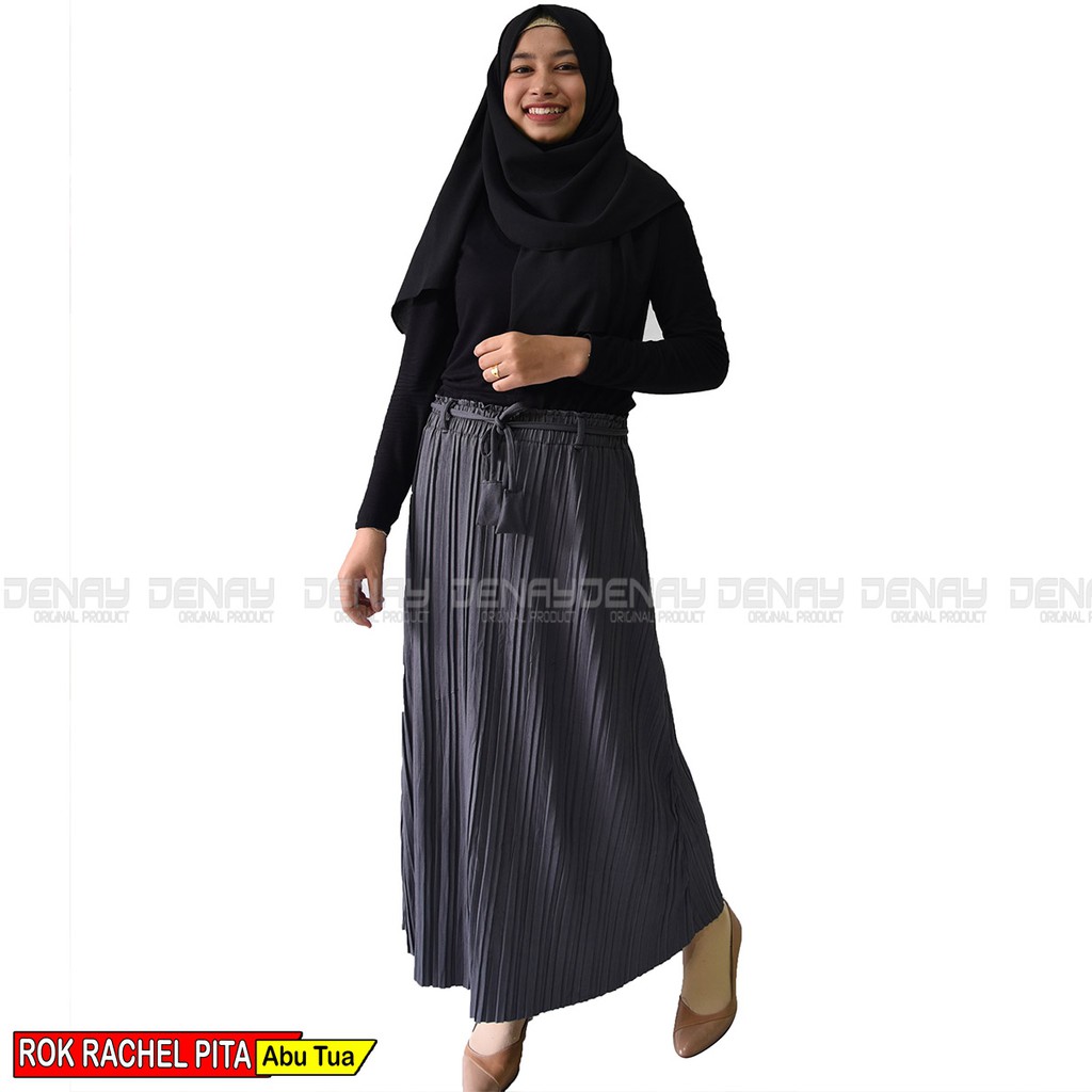 Rok Plisket Import - Bawahan Panjang Wanita Matt Moscrepe Premium Quality - Fashion Muslim