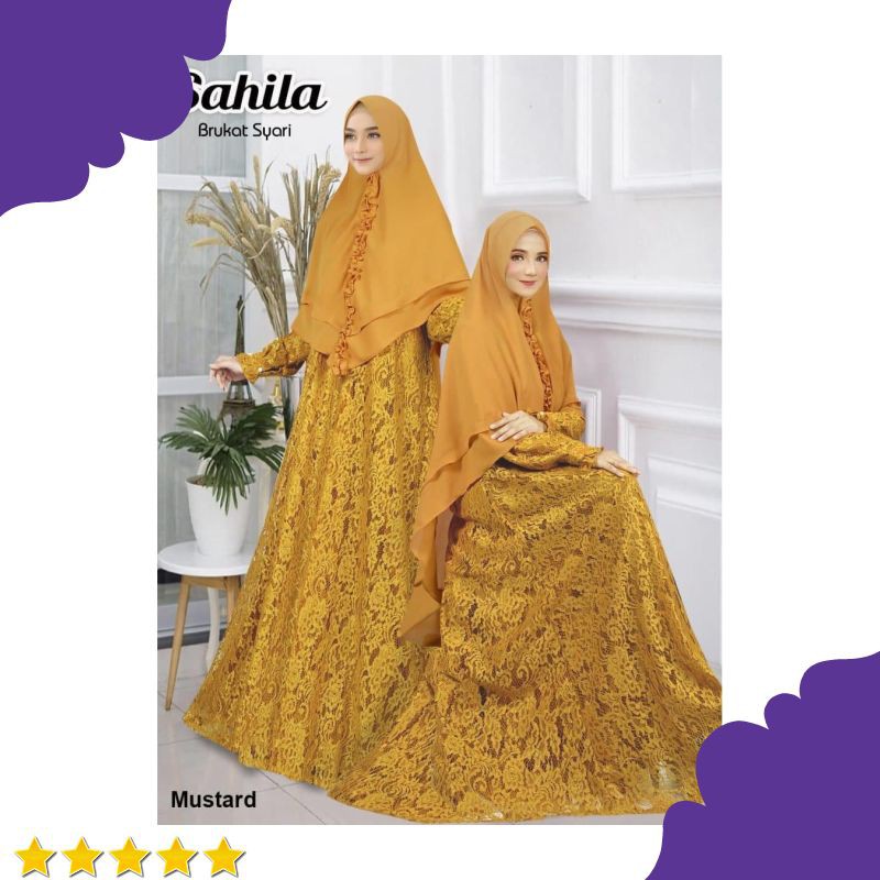 GAMIS SYARI BRUKAT SAHILA MUSTARD