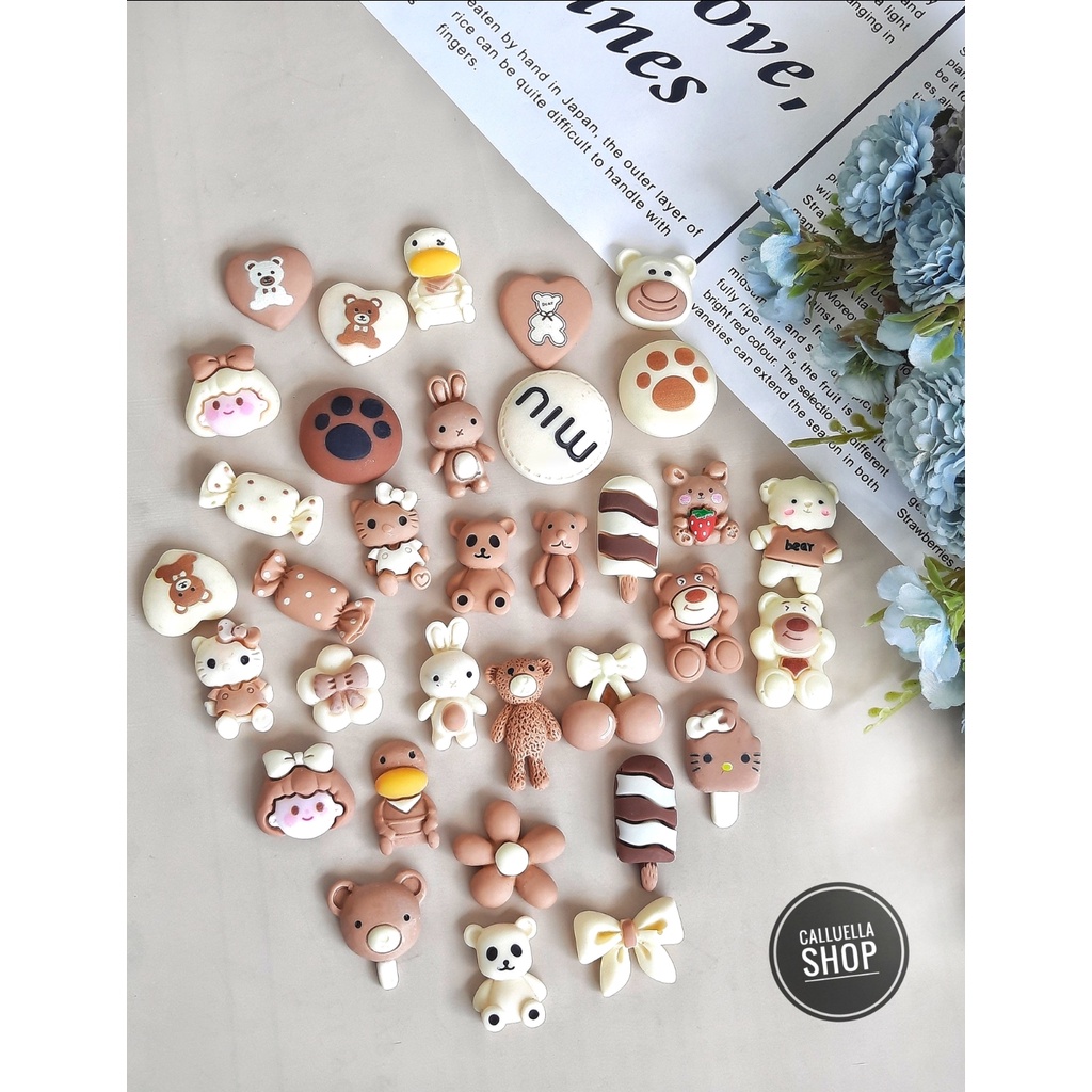 RESIN CLAY TEMPEL MIX MOTIF DAN WARNA MANIK PAREL CINCIN | BAHAN CRAFT CLAY GELANG BROS KALUNG STRAP MASK MASKER PAREL MANIK CRAFT KERAJINAN LUMAJANG FASHION-BROWN SERIES MIX