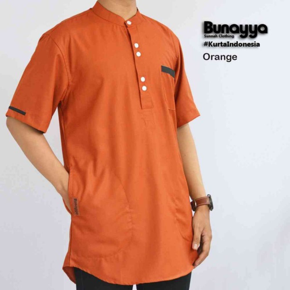 Jual Baju Koko Pria Kurta indonesia Bunayya - Orange 



