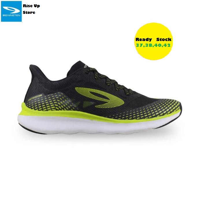 910 Nineten HAZE HITAM HIJAU NEON  - Sepatu Running