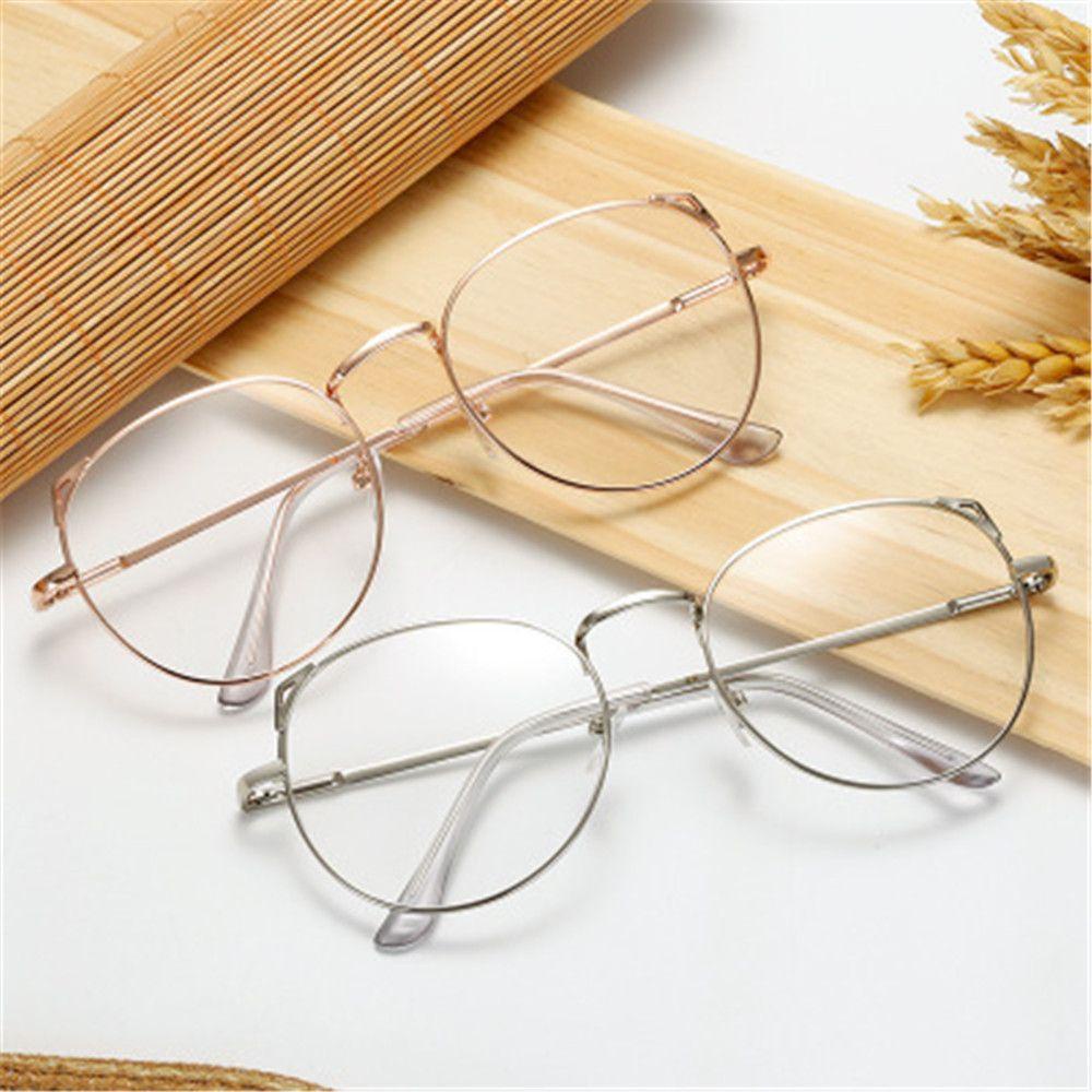 Kacamata Logam Populer Vintage Portable Vision Care Oversized Optical Glasses