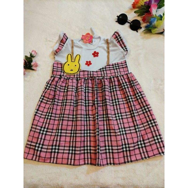 Dress anak 2 3 tahun baju anak cewek rok perempuan kotak kelinci  dress anak Kotak rabbit