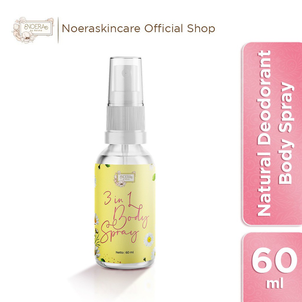 Noera 3 In 1Deo Spray | Natural Deo Spray Penghilang Bau Badan BPOM | Deodorant Spray pencerah ketiak anti bau badan