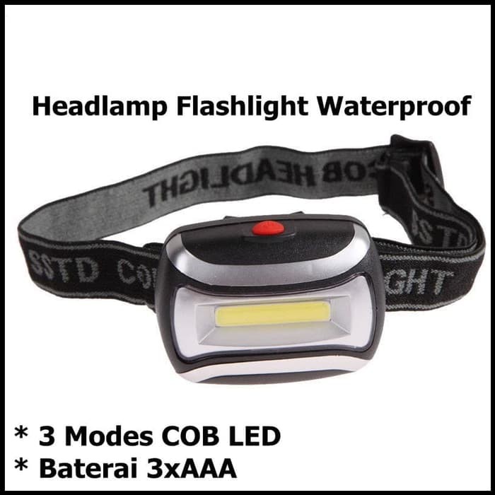 Headlamp Flashlight Waterproof LED 3 Modes COB Headlight CH 2016 Black