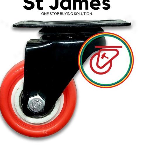 ◙ Roda 2 inch Etalase Lemari PU Red RHJ-TW Swivel - PLAT ☆