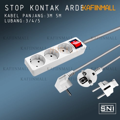 SNI STOP KONTAK 3/4/5LUBANG + KABEL PANJANG 3M &amp; 5M / STOP KONTAK KABEL COLOKAN