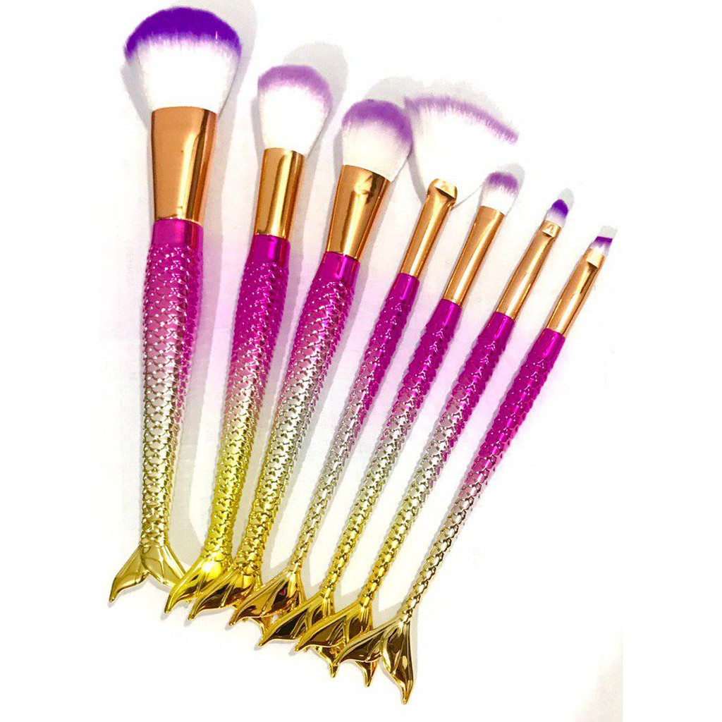 Lovefashion  - Brush Set Mermaid Isi 7/ Kuas Make Up isi 7/ Mermaid Brush