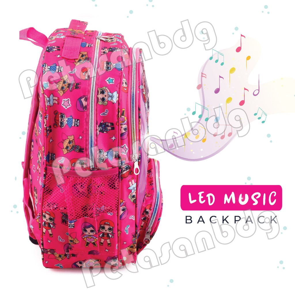 PTS - Tas Ransel LOL SURPRISE Hologram LED - AURORA  Tas Glitter - UKURAN SD Terbaru Terlaris Promo