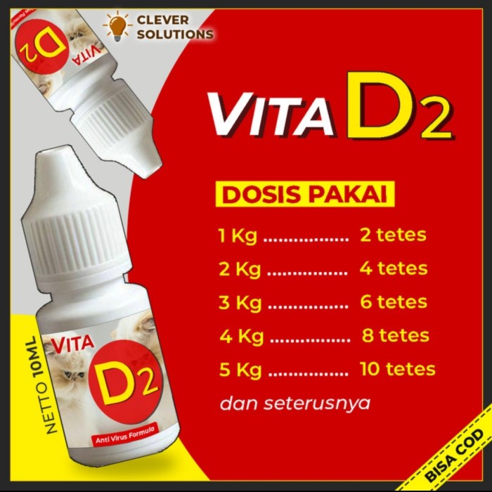 VITA D2 - Obat Virus Kucing Flu Berat Panleu Calici 10 ML CLEVER SOLUTION