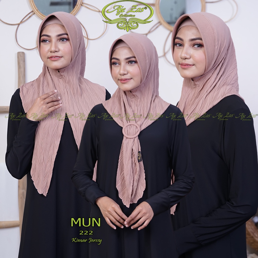 Jilbab Bergo Hoodie Mun Padi Free Gesper Original Ajezas