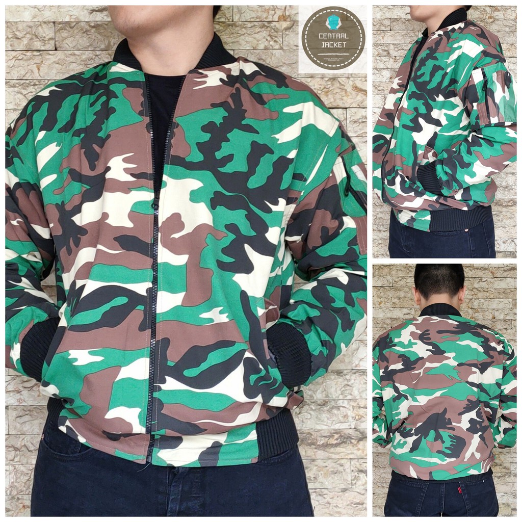 JAKET BOMBER MOTIF LORENG PREMIUM - BOMBER PRIA BOLAK BALIK MOTIF ARMY LORENG