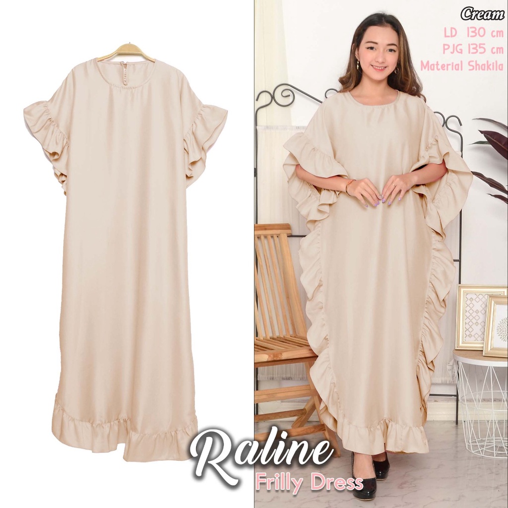 Arnis Raline Frilly Kaftan Ruffle Long Dress Jumbo / COD / Fashion Muslim