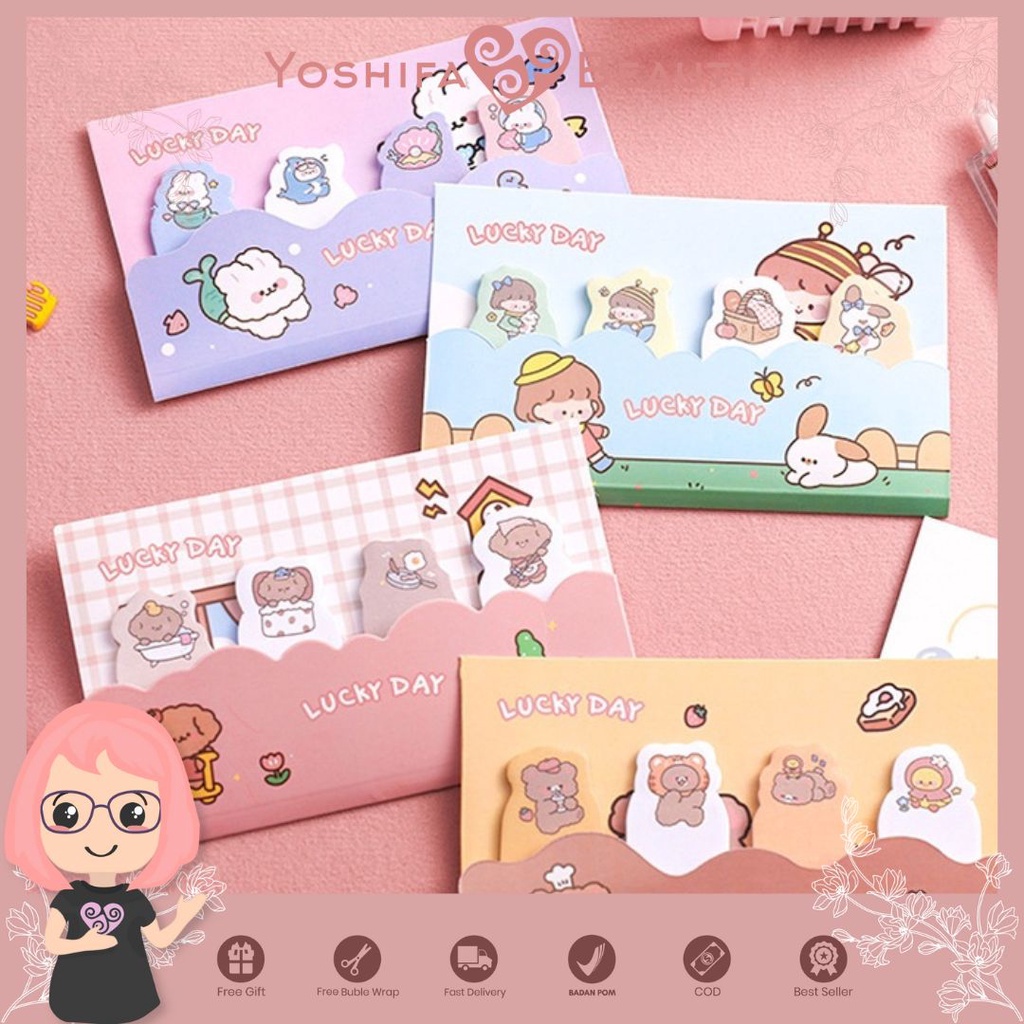 Sticky Notes Lucky Day | Memo Lucu Korea | Stick Marker | Index | Pembatas Buku  | Sticky Note