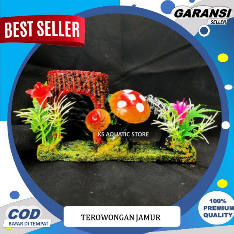 Hiasan Aquarium Terowongan Tebing Jamur l Hiasan Akuarium Jembatan Ikan