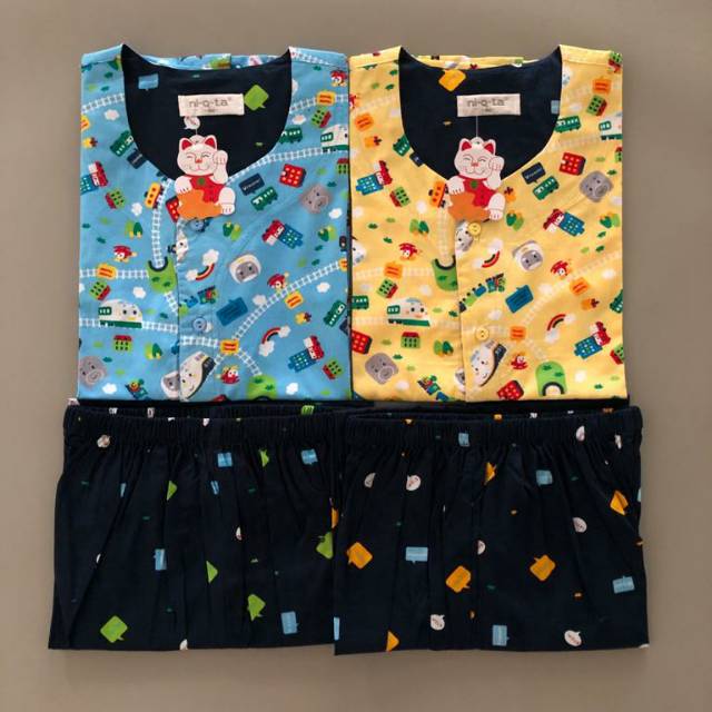 Piyama niqta Shinkansen / piyama ibu dan anak / piyama couple / piyama kembar / piyama busui