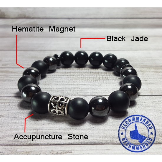 Gelang Kesehatan Black Jade Magnet Hematite Akupuntur Kombinasi Small