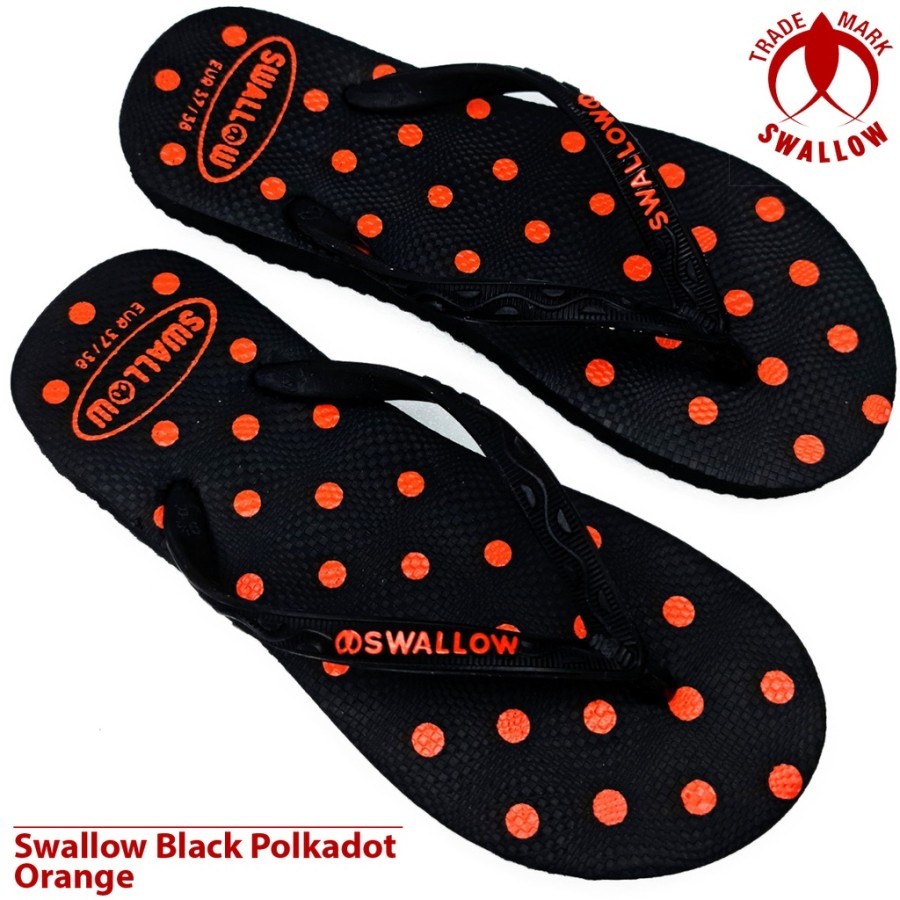 Sandal Jepit / Sendal Jepit Swallow Black Polcadot