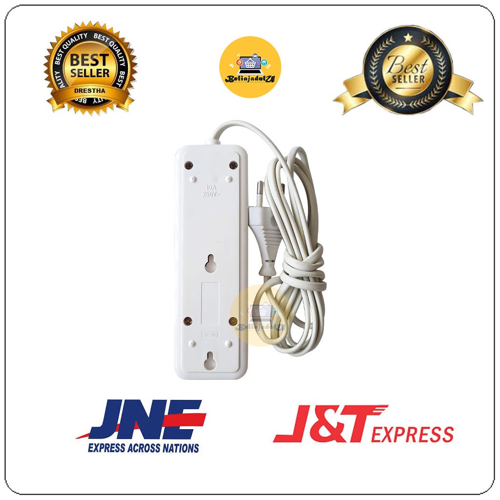 Beliajadulu88 Stop kontak kabel 2m multi / colokan kabel 3/5/6 lubang gepeng PELINDUNG ANAK