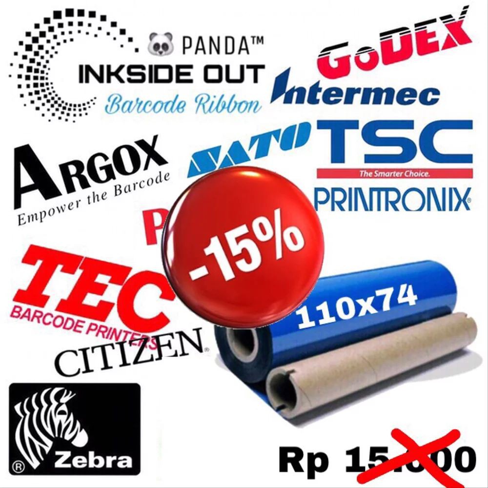 

Termurah PANDA 110mmX75m Thermal Transfer Ribbon Wax Barcode Ribbon Terlaris