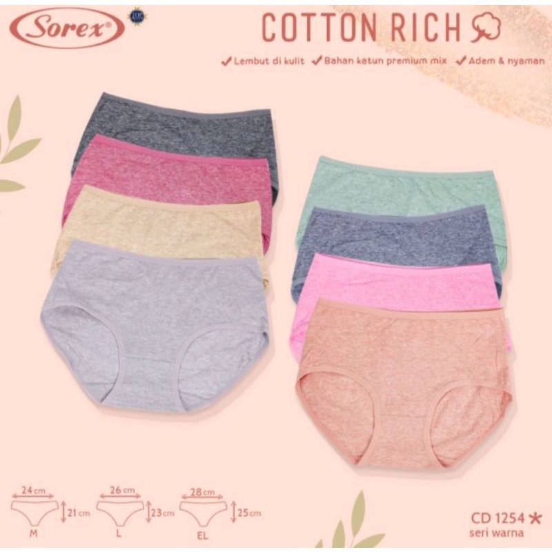 SOREX Cd Basic Cotton Rich 1254 Lembut Super Soft Original Sorex CD Basic Wanita Cotton Rich Katun Premium Mix CD 1254Sorex 1254 | CD Sorex 1254 | Sorex Katun