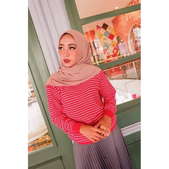 KALILA - Salur Strip Wanita Rajut Halus