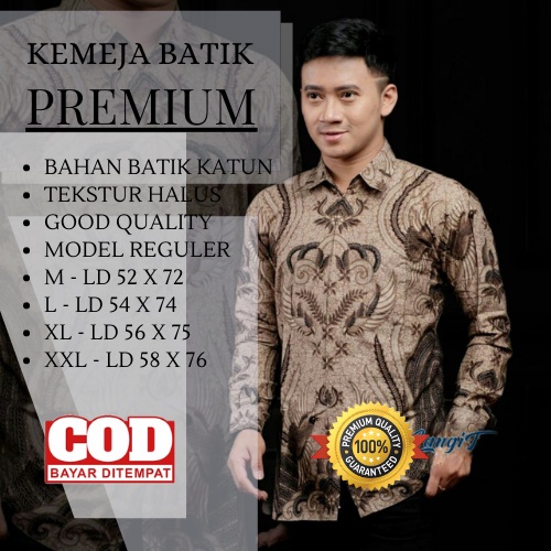 Atasan Kemeja Batik ARTONESIA Motif IRONMEN COKLAT M L XL XXL LENGAN PANJANG