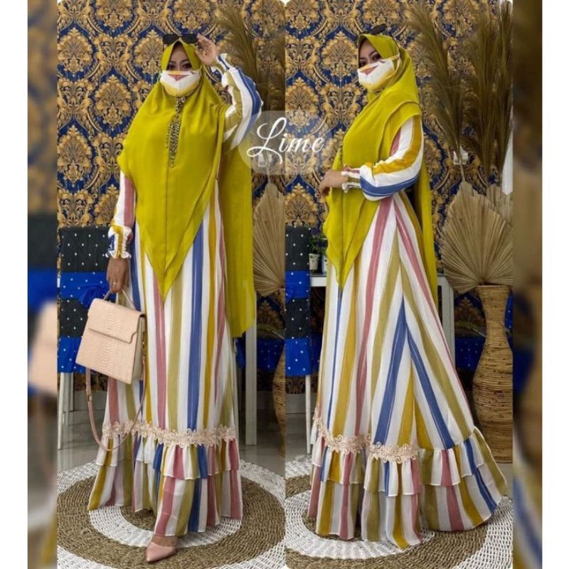 GAMIS SET KHIMAR SALUR RENDA