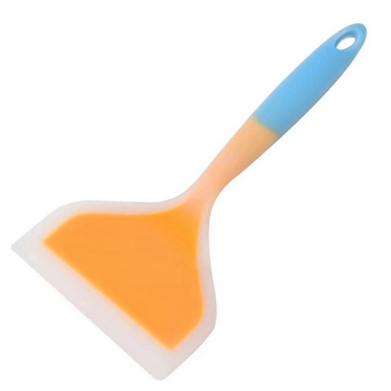 High Temperature Resistant Tamagoyaki Silicone Spatula Pan Dedicated Spatula Flat Bottom Spatula for Frying Pans Orange