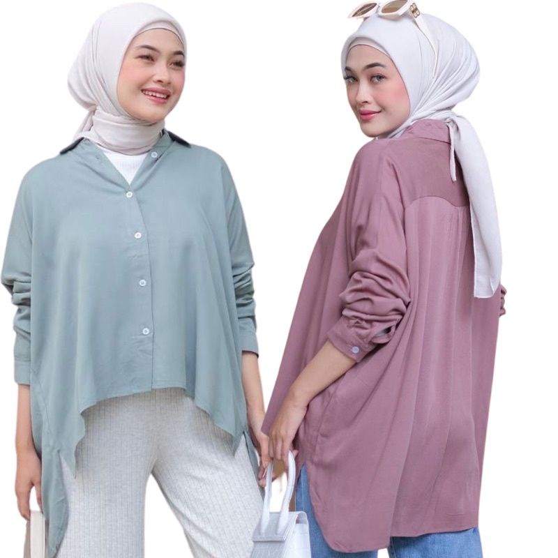 DYSEE - ( Nura Shirt ) Kemeja Oversize Basic  Bahan rayoon premium/Kemeja hijab/Kemeja terlaris