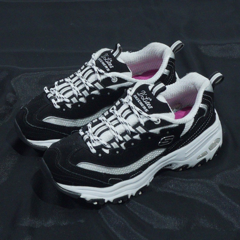 Sepatu skechers Dlite wanita women black white original bekas murah