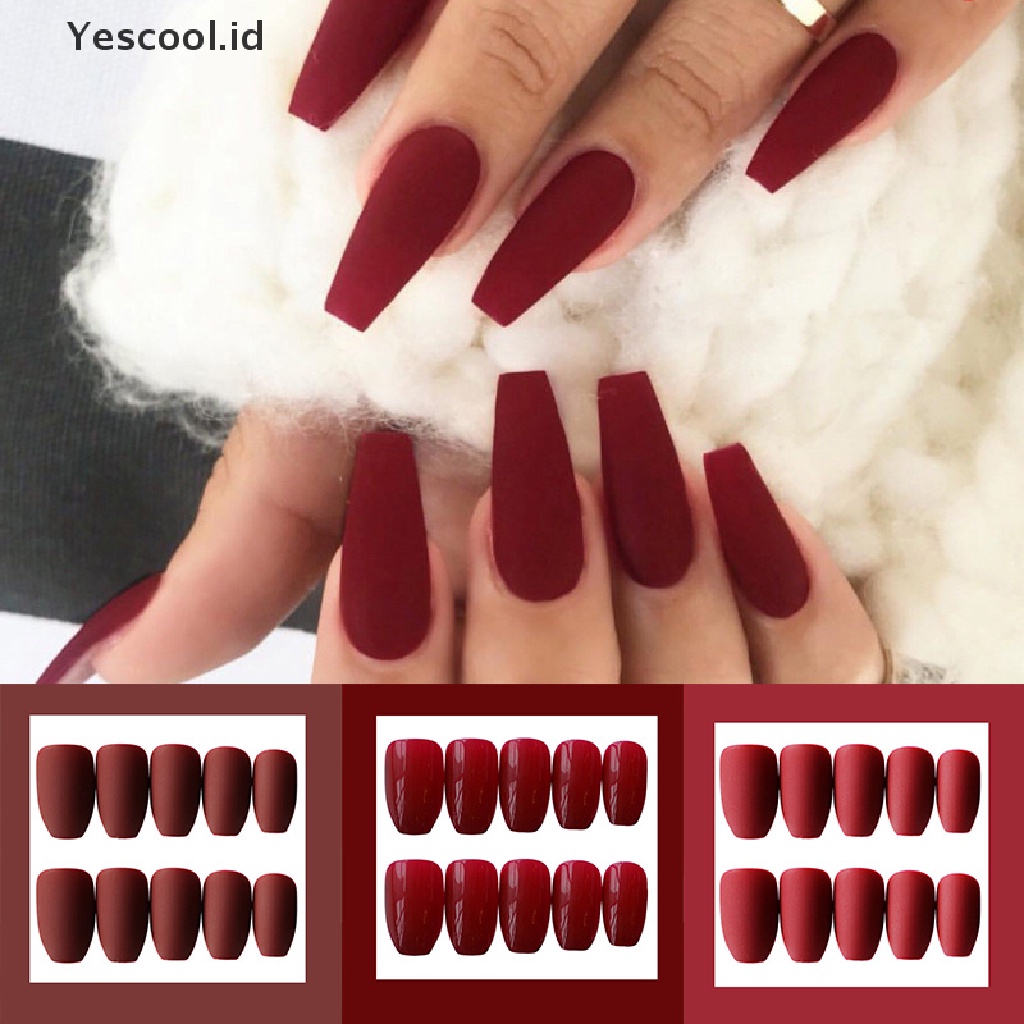 24pcs / set Kuku Kaki Palsu Dengan Lem Untuk Manicure